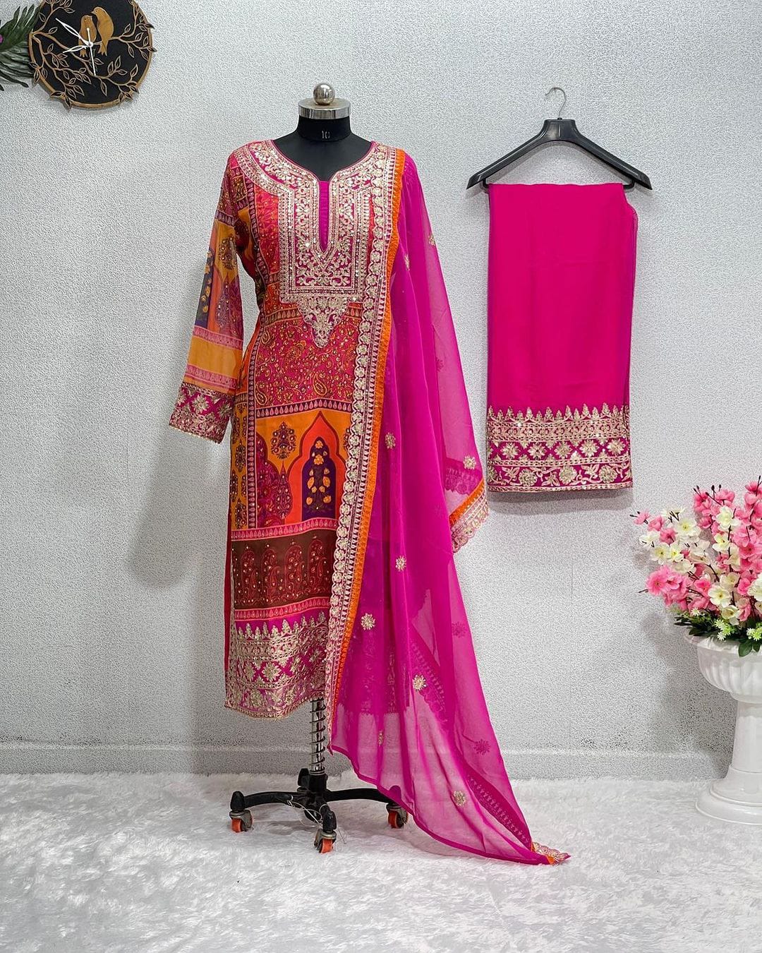 Aafiya 2084 Georgette Printed Kurti With Bottom Dupatta Wholesale In Delhi